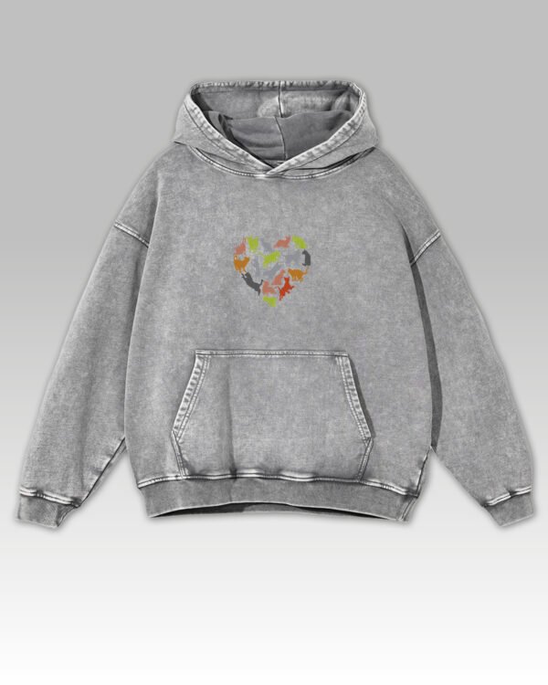 Bluza oversize z kapturem Haft Kocie Serce